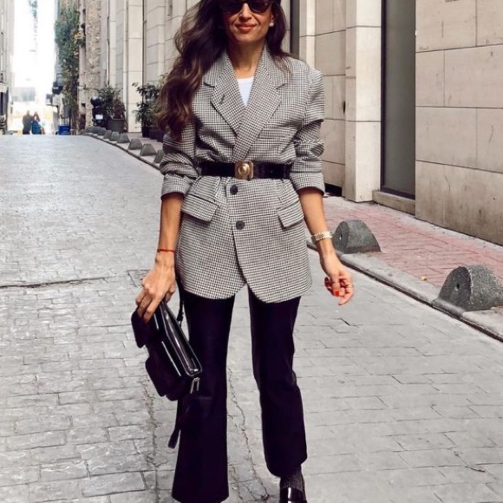 MANGO oversized houndstooth wool blend blazer blogger favorite - Picture 3 of 12